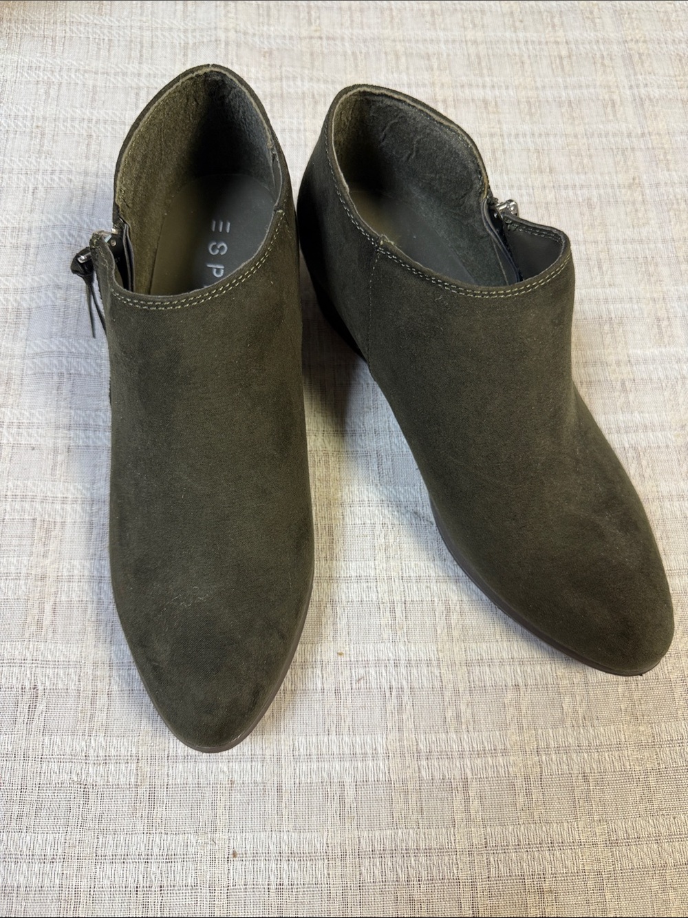 Esprit Olive Green Suede Ankle Booties